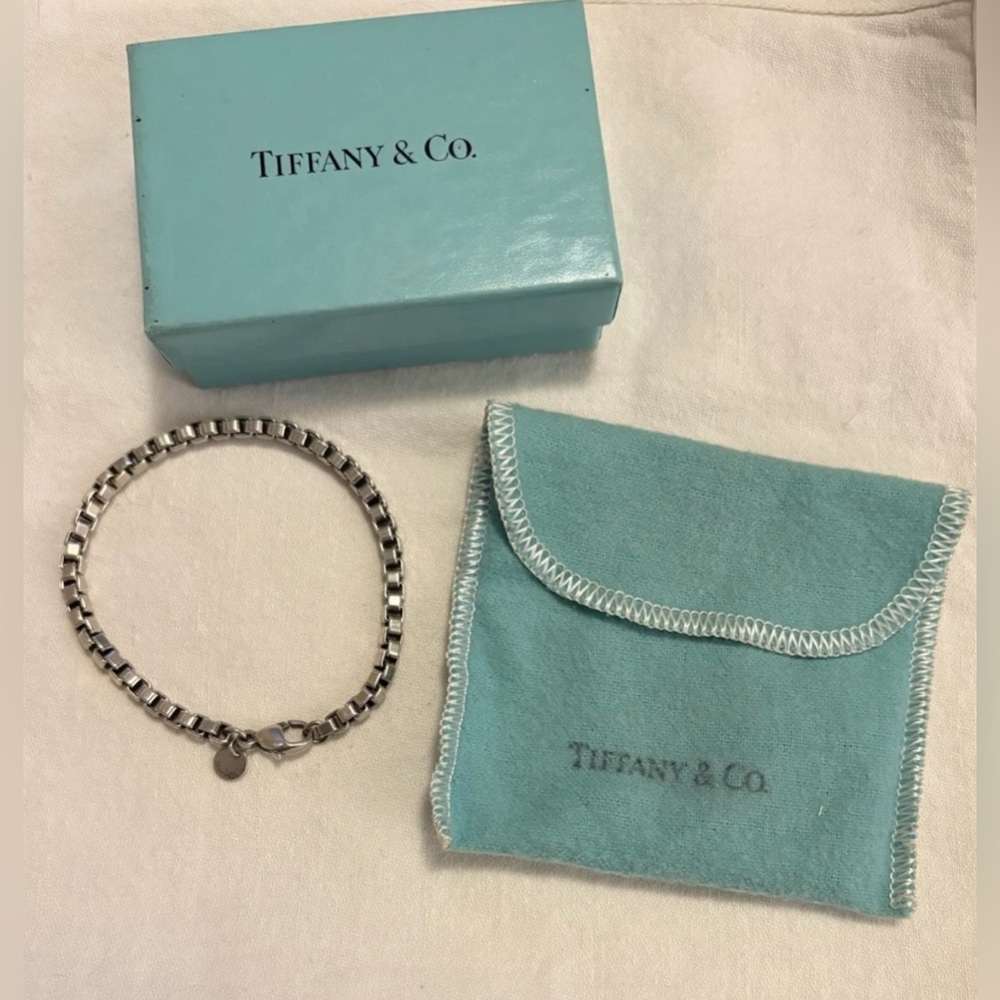 Vintage 925 Signed Tiffany & Co. Venetian Chain Bracelet with Box